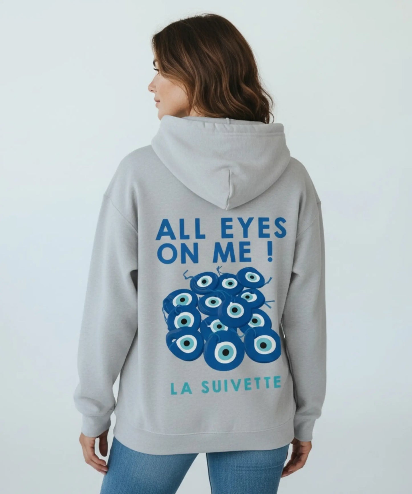 Hoodie Oversize All Eyes On Me - La Suivette - Gris