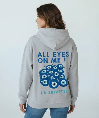 Hoodie Oversize All Eyes On Me - La Suivette - Gris